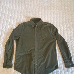 Express Men's L Corduroy Olive Button-Down Shirt